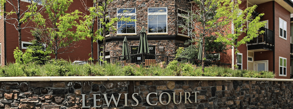 Lewis Court Exterior with Sign